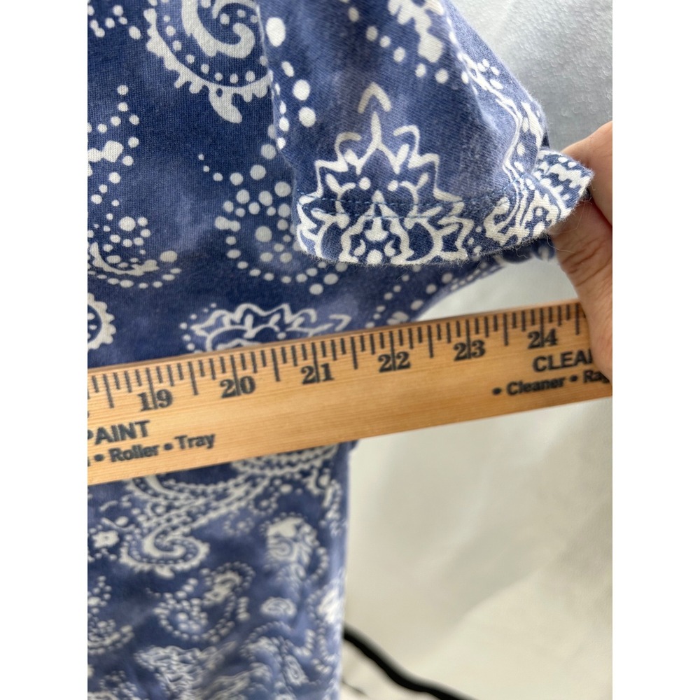 Lauren Ralph Lauren Blue White Paisley Bandana Split V-Neck Top Medium - Picture 4 of 6